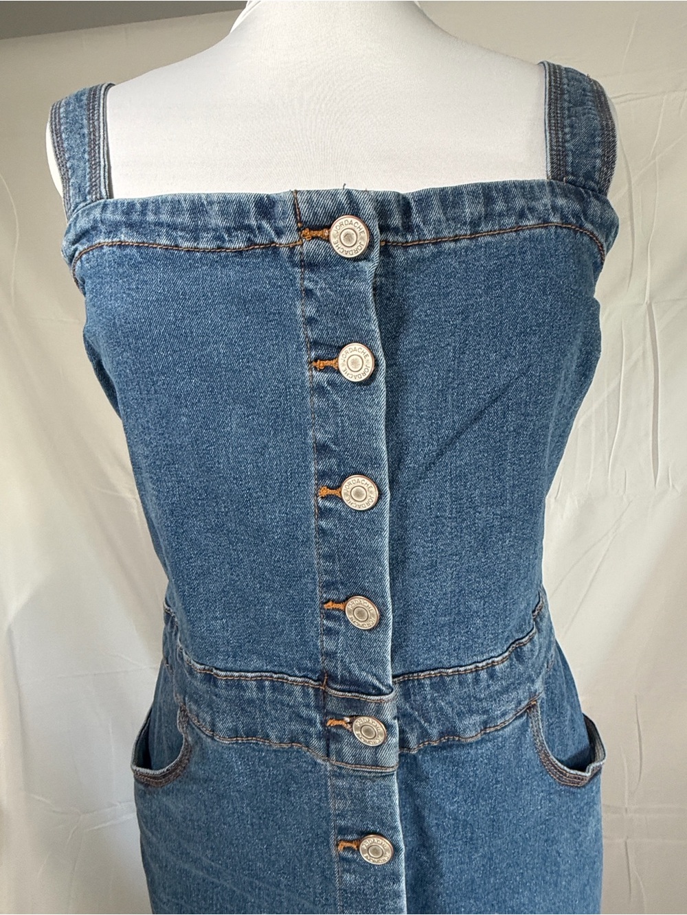 Jordache Vintage Denim Button-Front Midi Dress - Picture 2 of 13
